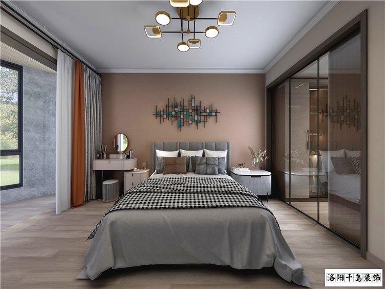 伊水苑現代簡約主臥裝修效果圖