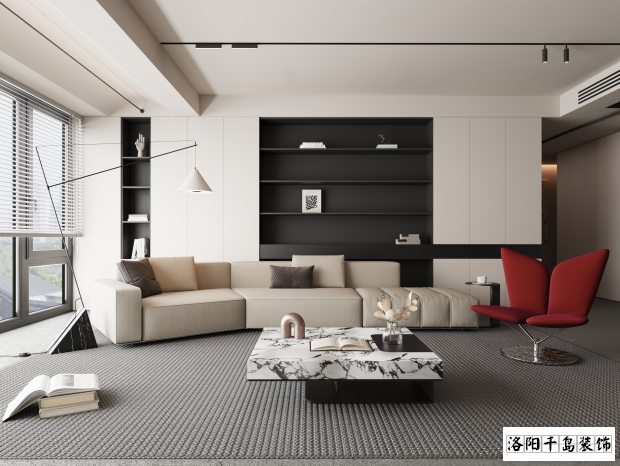 洛陽河風(fēng)雅敘極簡(jiǎn)風(fēng)客廳裝修案例